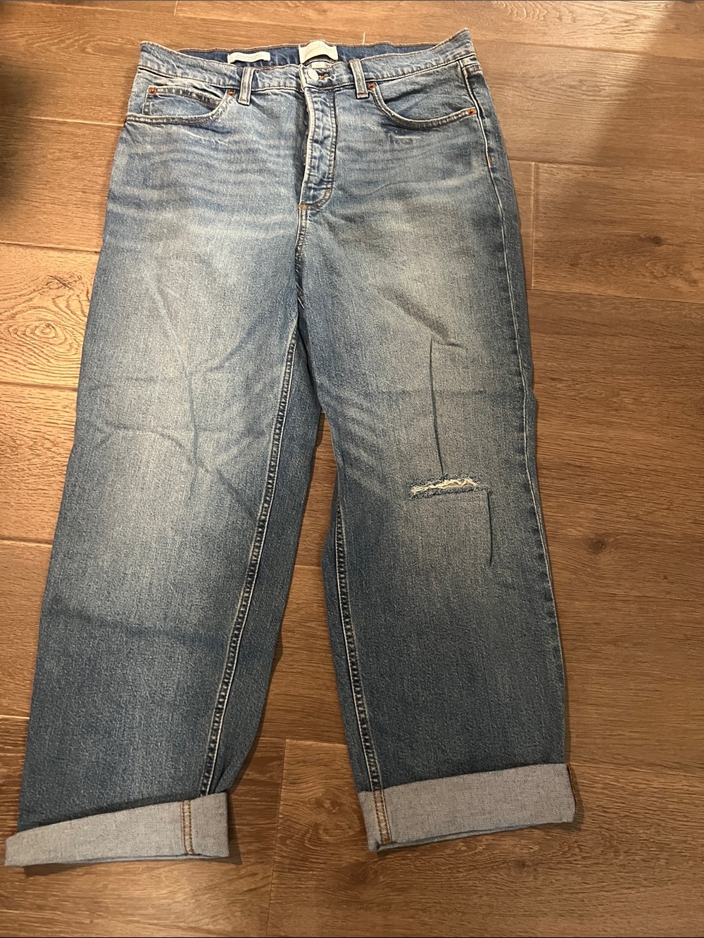 Universal Thread Light Blue Boyfriend Jeans with Cuffed Hem